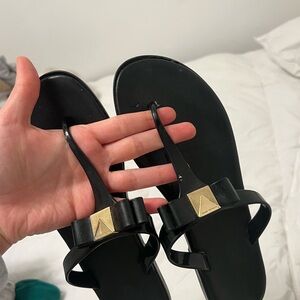 Michael Kors Chic Black Sandals with Gold Detail